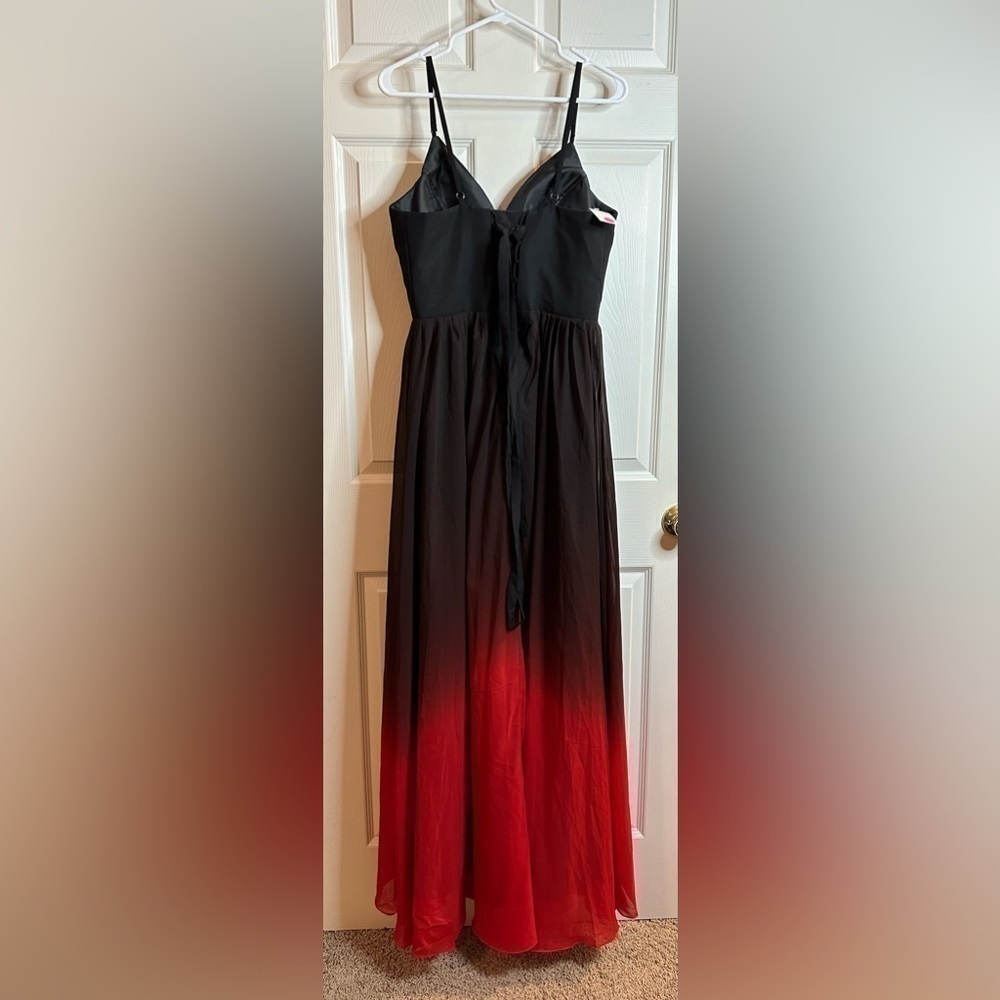 Black and Red Ombre Chiffon Gradient Long Prom Formal Evening Dress - Picture 5 of 9